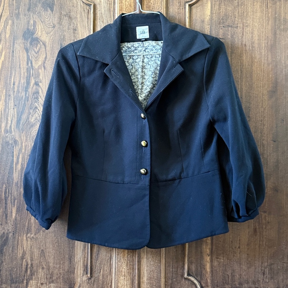 CAbi Black Blazer with Gold Buttons
